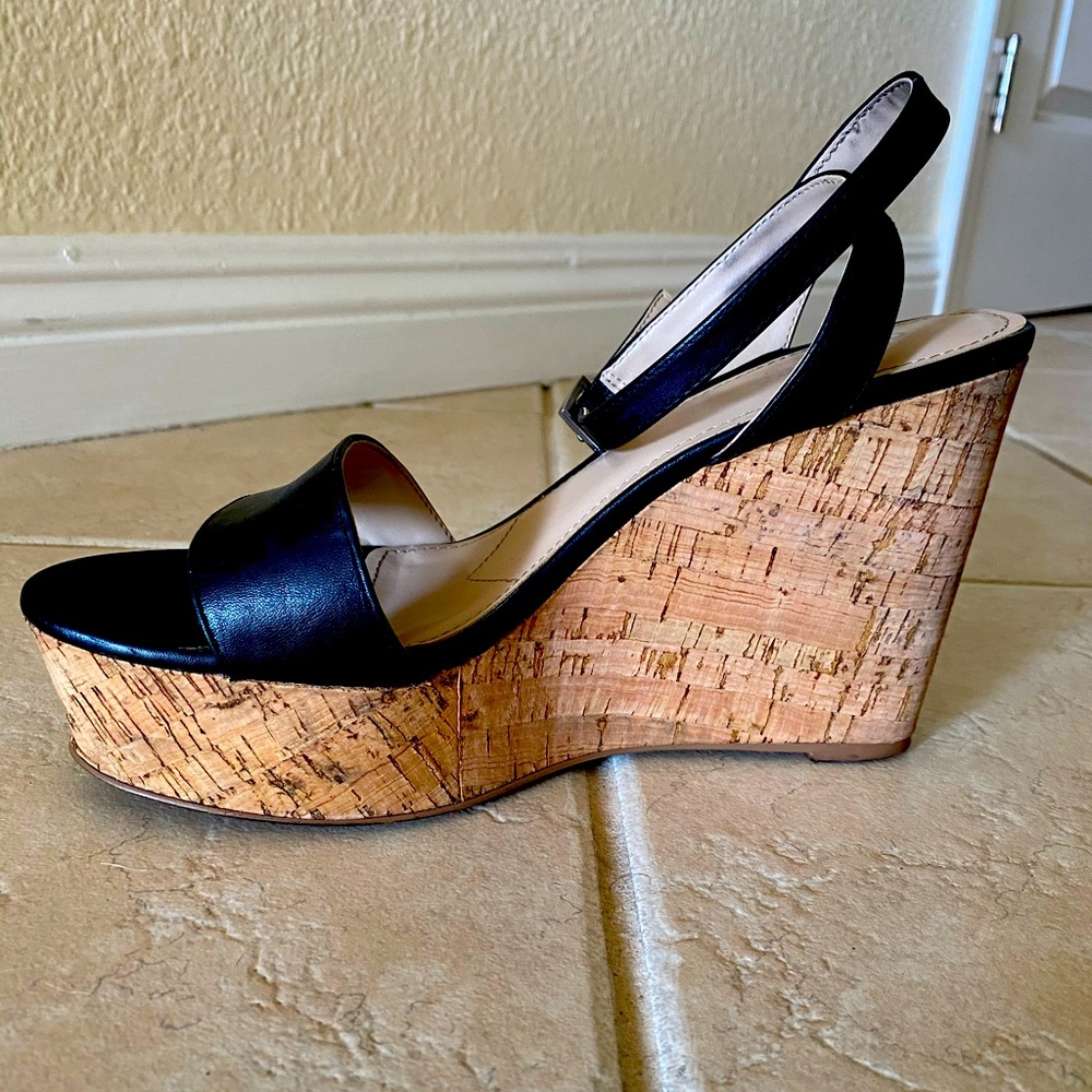 Charles David Black Cork Wedges